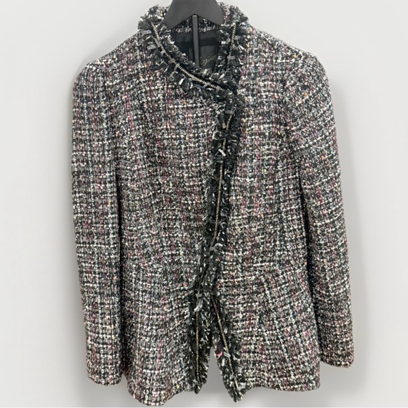 McGinn Jackets & Blazers - McGinn for Nordstrom Black MultiColored Tweed Fringe Chain Trim Blazer
Size 10